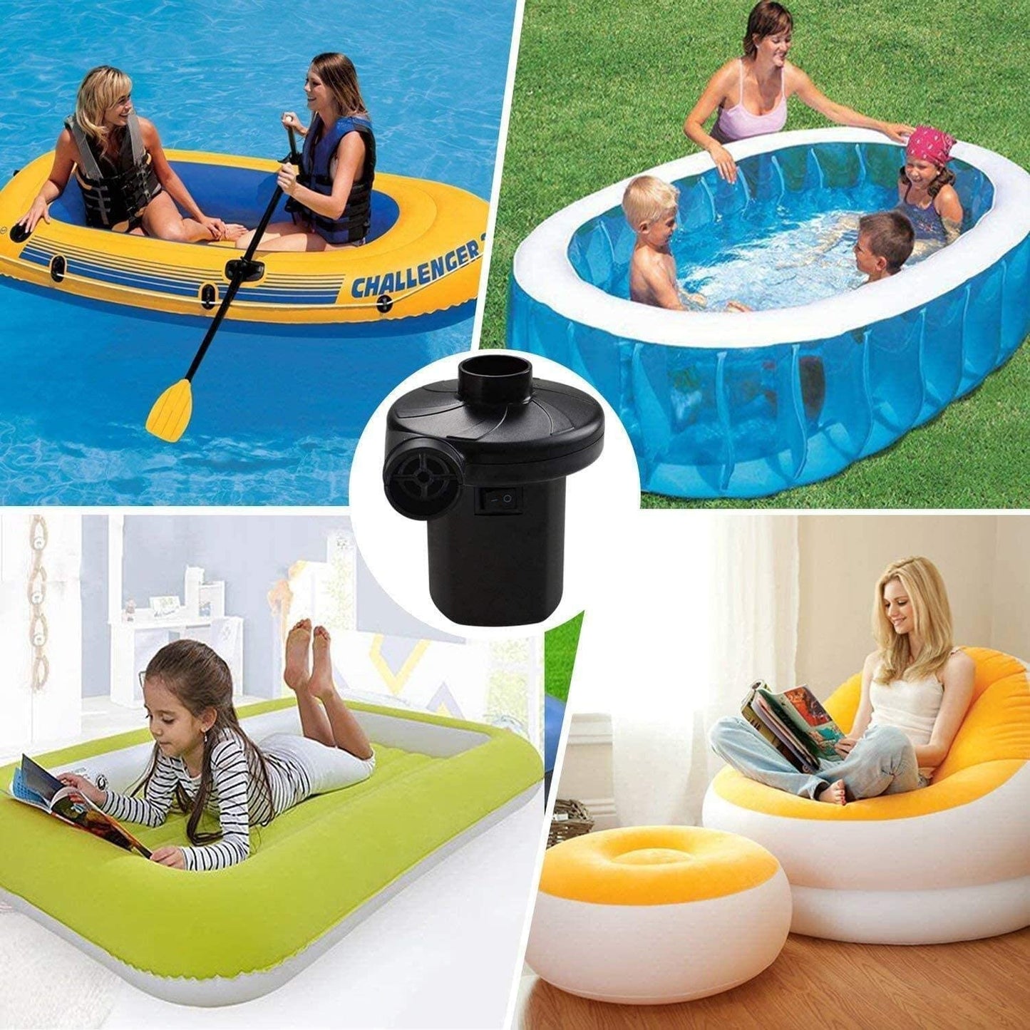 Electric Air Pump,Camping Electric Pumps Inflator/Deflator for Air Bed Mattress Inflatables Paddling Pool Beach Toys with 3 Sizes Nozzle AC240V/40W (Can Used in Car and Home)