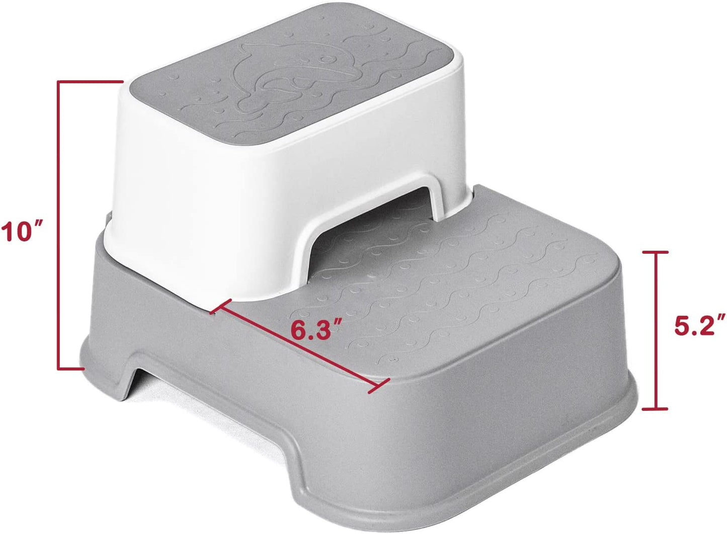 Two Step Stool for Kids(2 Packs),Toddler Step Stool for Potty Training,Toilet Stool,Kids Stool for Sink, Slip Resistant (Grey, 2 Packs)