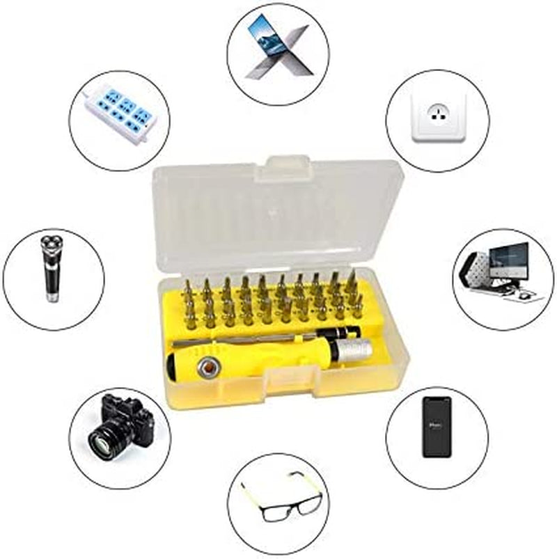Small Screwdriver Set, 32 in 1 Precision Magnetic Screwdrivers Kit with Adjustable Pole & Anti-Slip Handle, Screwdriver Sets in Case for Glasses Repair Ps4 Computer Laptop