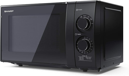 YC-GS01U-B 700W Solo Microwave Oven with 20 L Capacity, 6 Power Levels & Defrost Function – Black