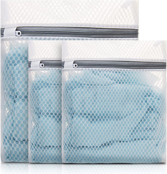 Delicates Wash Bags,  Mesh Laundry Bags Zippered Washing Machine Fine Mesh Bag for Delicates Blouse, Hosiery, T-Shirt, Socks, Underwear, Bra, Lingerie Baby Clothes (3 SET)