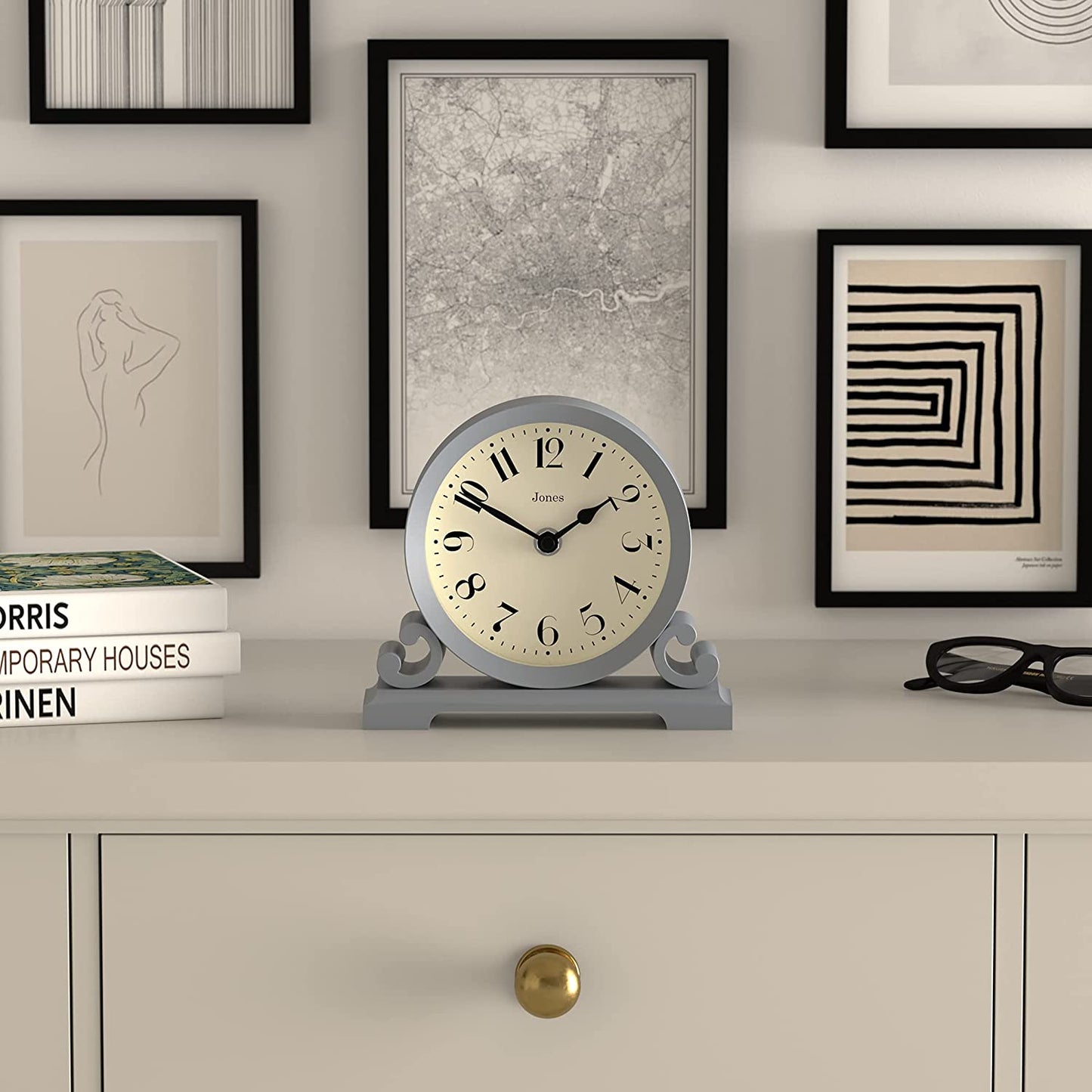 ® Saloon Mantel Clock - Traditional/Classic Design - Bedroom Clock - Living Room Clock - Office Clock - Mantel Clock - Desk Clock - Shelf Clock - Small Clock (French Navy)