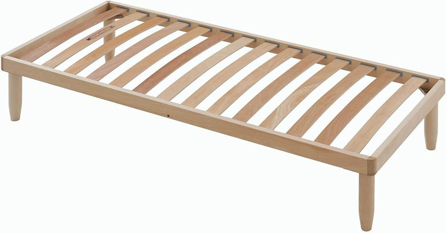 Single Wood Bed Frame 3' X 6'3" Size 90X190 Cm with Strong Beech Wooden Slats, the Best Orthopedic Bed Base FULLY ASSEMBLED + 4 Legs Beds Mattresses & Pillows 100% ITALIAN