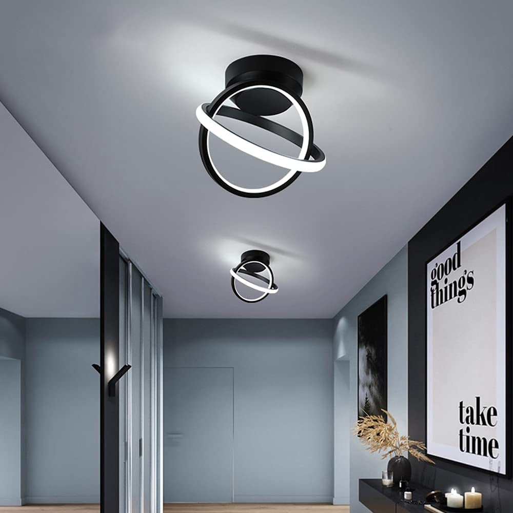 Ceiling Light LED Circle Elegant Nordic Style Fashion Black Small Aisle Light for Entrance Hallway Kitchen Living Room Warm Light Cool White Light 18W (Cool White Light)