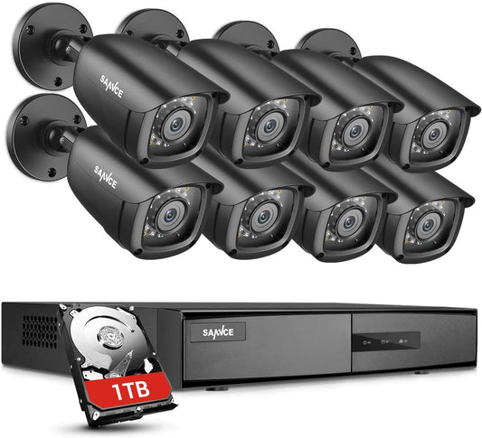 8CH CCTV Camera System 1080N DVR 1TB HDD, 8X 2.0 Megapixels Weatherproof Day Night CCTV Camera Kits, 1080P Realtime View, Plug and Play, Remote Access, Motion Email Alert&App Push