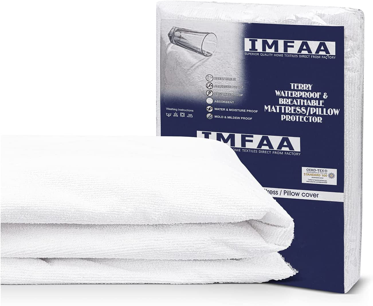 100% Waterproof Mattress Protector - Extra Deep 40 Cm Stretch Skirt – Double(137X190) Cm Terry Towel Mattress Topper – anti Allergy and Breathable Fitted Mattress Cover. (Double(137X190+40)Cm)