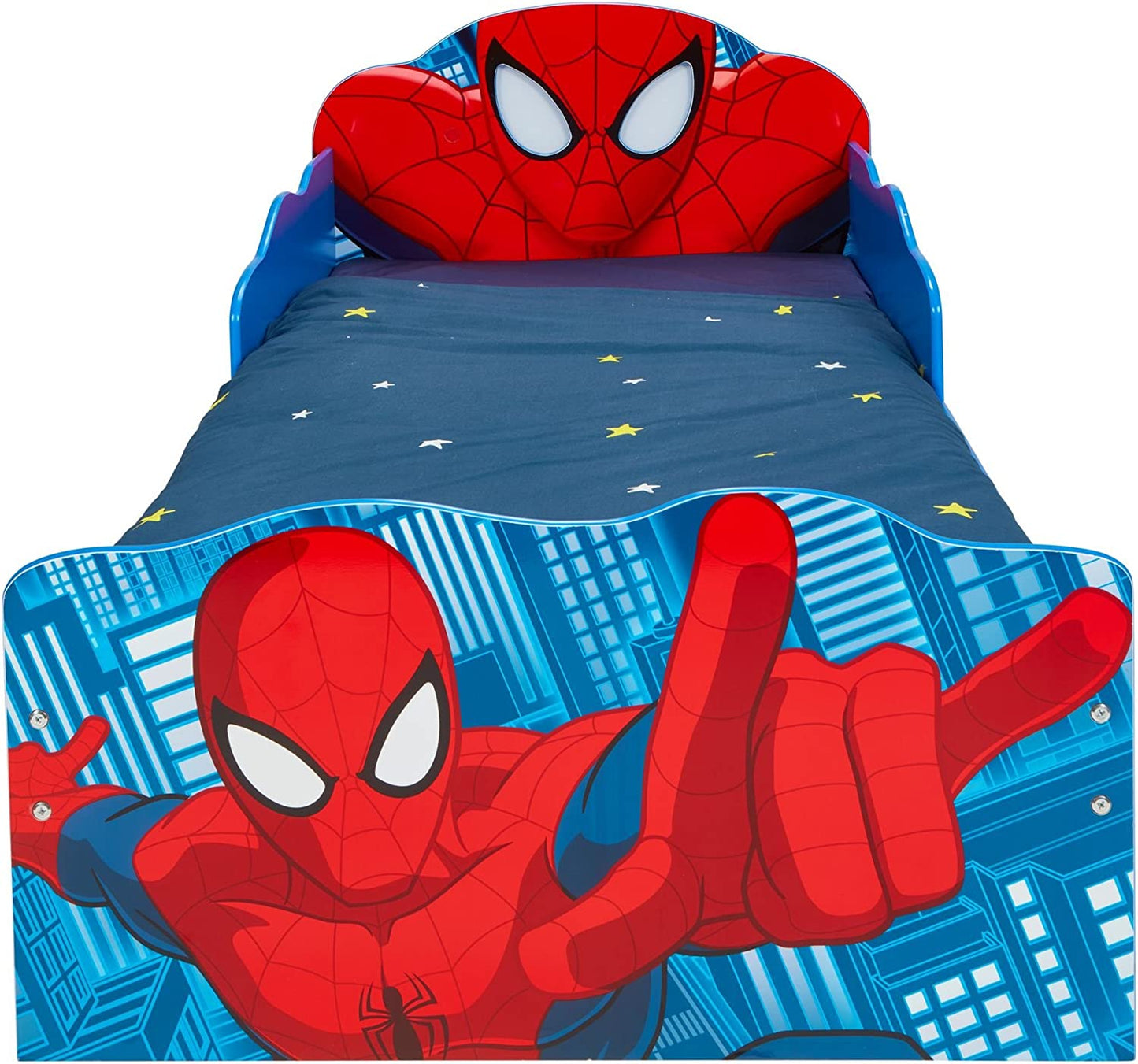 Hellohome 509 SDR Spiderman Children'S Bed with Bright Eyes and Substrate Container, Wood, Red, 142 X 77 X 64 Cm