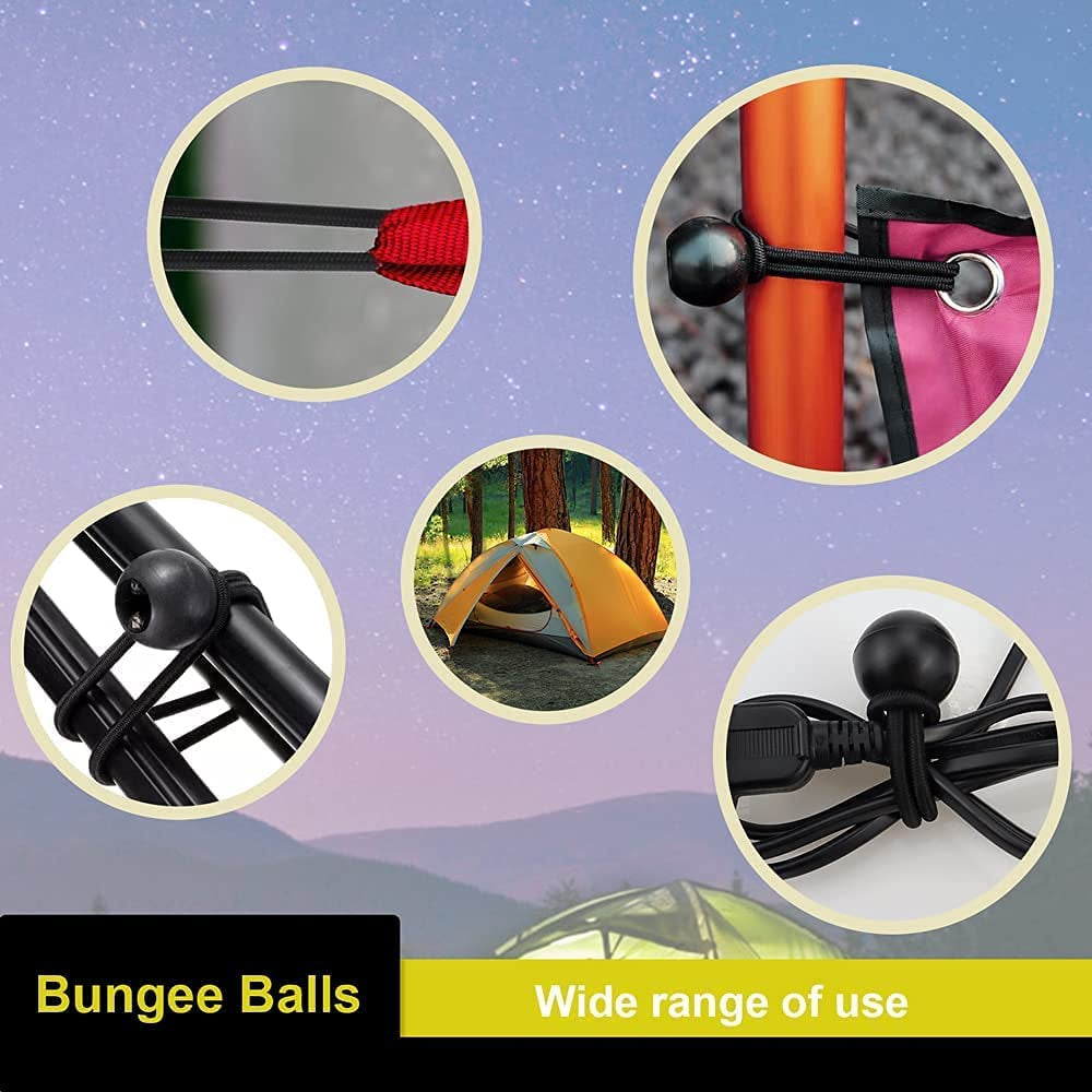 40Pcs Bungee Cords with Balls, 2 Size Tarpaulin Bungees Balls Tarp Ties Adjustable Bungee Straps for Tent Camping Household Items Canopies Flags