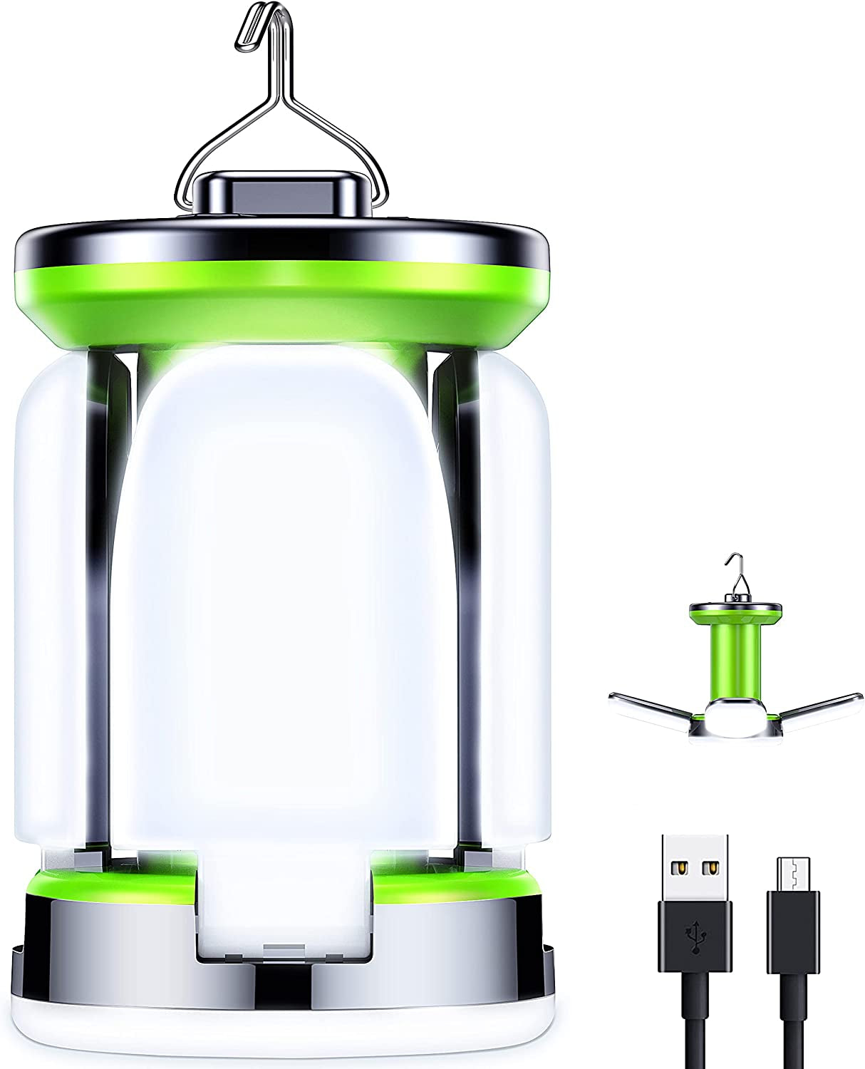 Camping Lantern Rechargeable,  Camping Lights Lamp - 7 Light Modes 60 LED Ultra Bright LED Tent Light 10+ Hrs Battery Life for Camping, Emergency, Fishing, Hiking Etc.