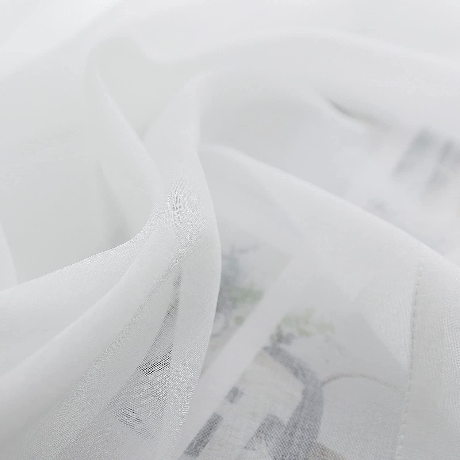 Voile off White Transparent Linen Look Net Curtains with Eyelets for Living Room,Christmas Decoration 55Wx72L off White,Set of 2