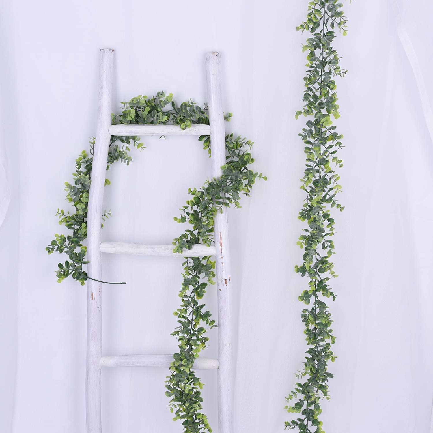 2 Pcs Artificial Eucalyptus Garland Faux Eucalyptus Leaves Vines Handmade Plastic Garland Greenery Hanging Plant Wedding Arch Wall Table Party Decor