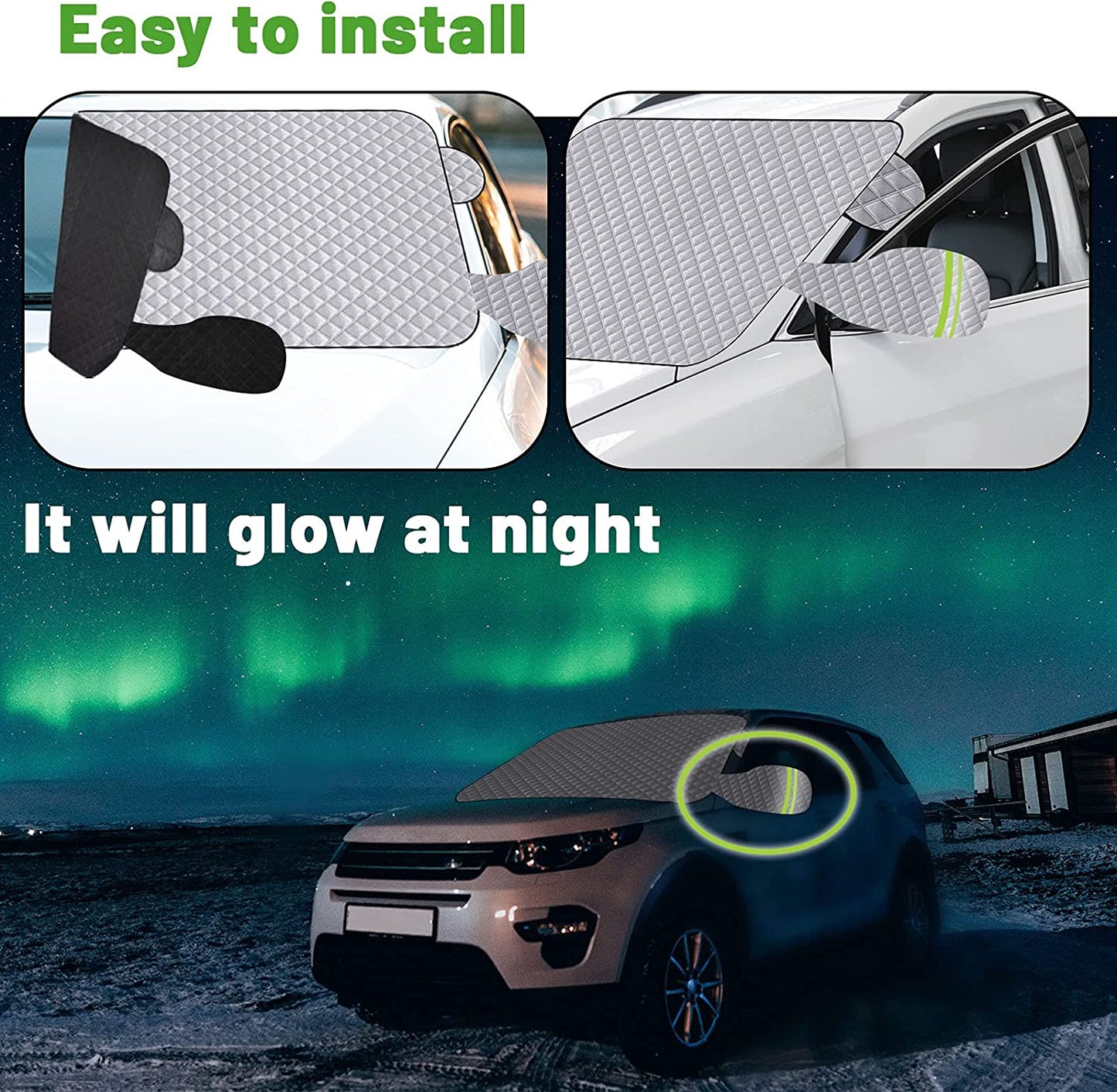 Car Front Windshield Magnetic Snow Cover, Car Windshield Sun Shade,Waterproof Snow,Ice,Frost Defense4 Layers Windshield Winter Cover Fits for Most Cars,Essential Front Window Winter/Summer Accessories