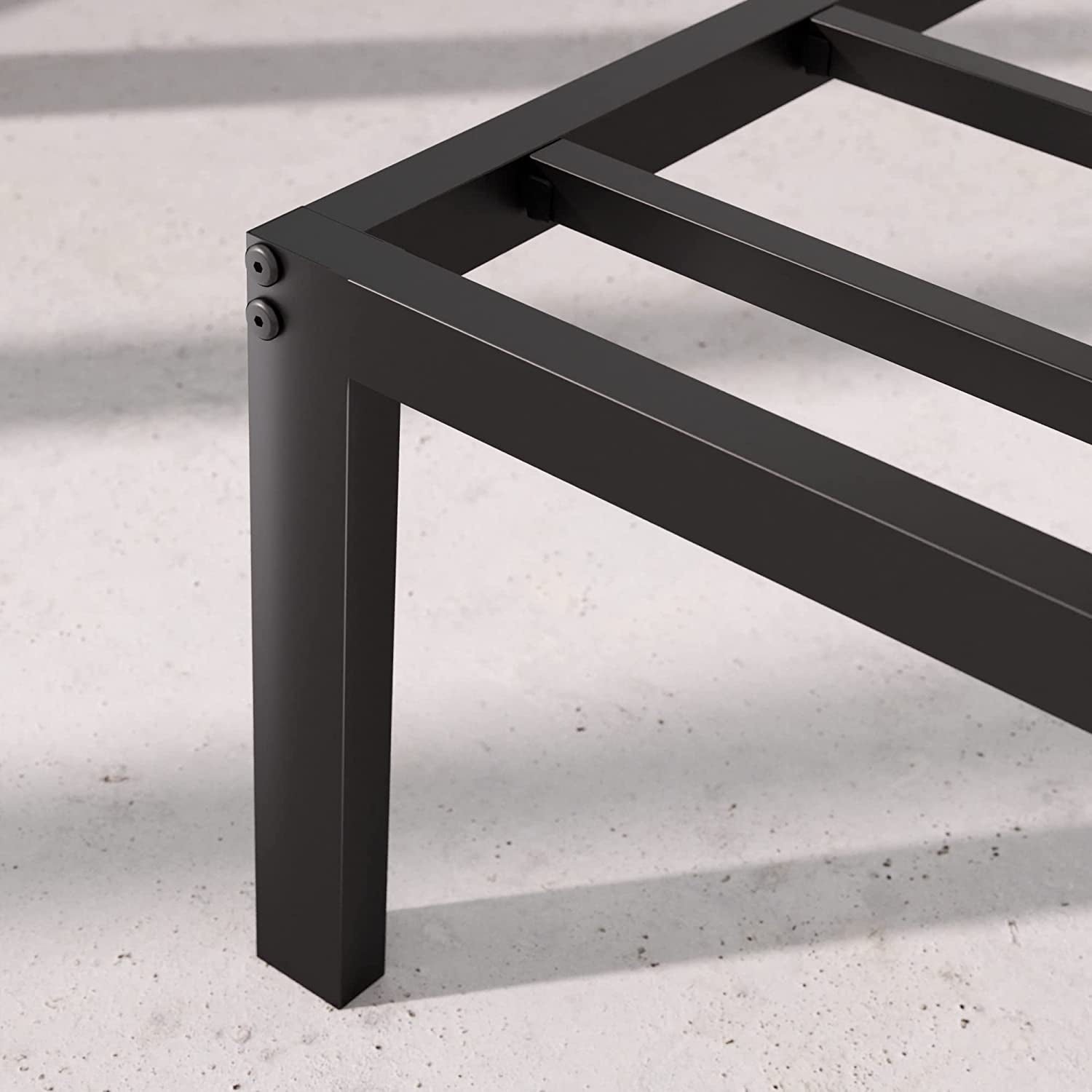 Yelena 36 Cm Metal Platform Bed Frame | Steel Slat Support | Easy Assembly | under Bed Storage | King | Black