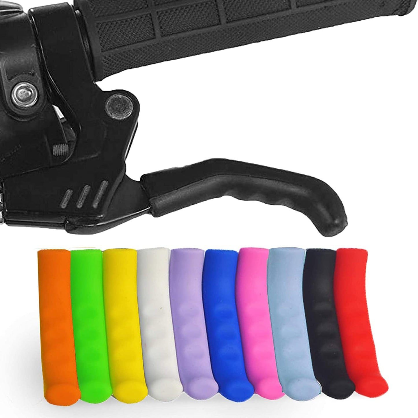 Brake Lever Grips, Anti-Slip Silicone Rubber Bike Brake Covers, Waterproof Sleeves for MTB BMX Cycle Road Mountain Bike Cycling Bicycle Multi Coloured (1 Pair)