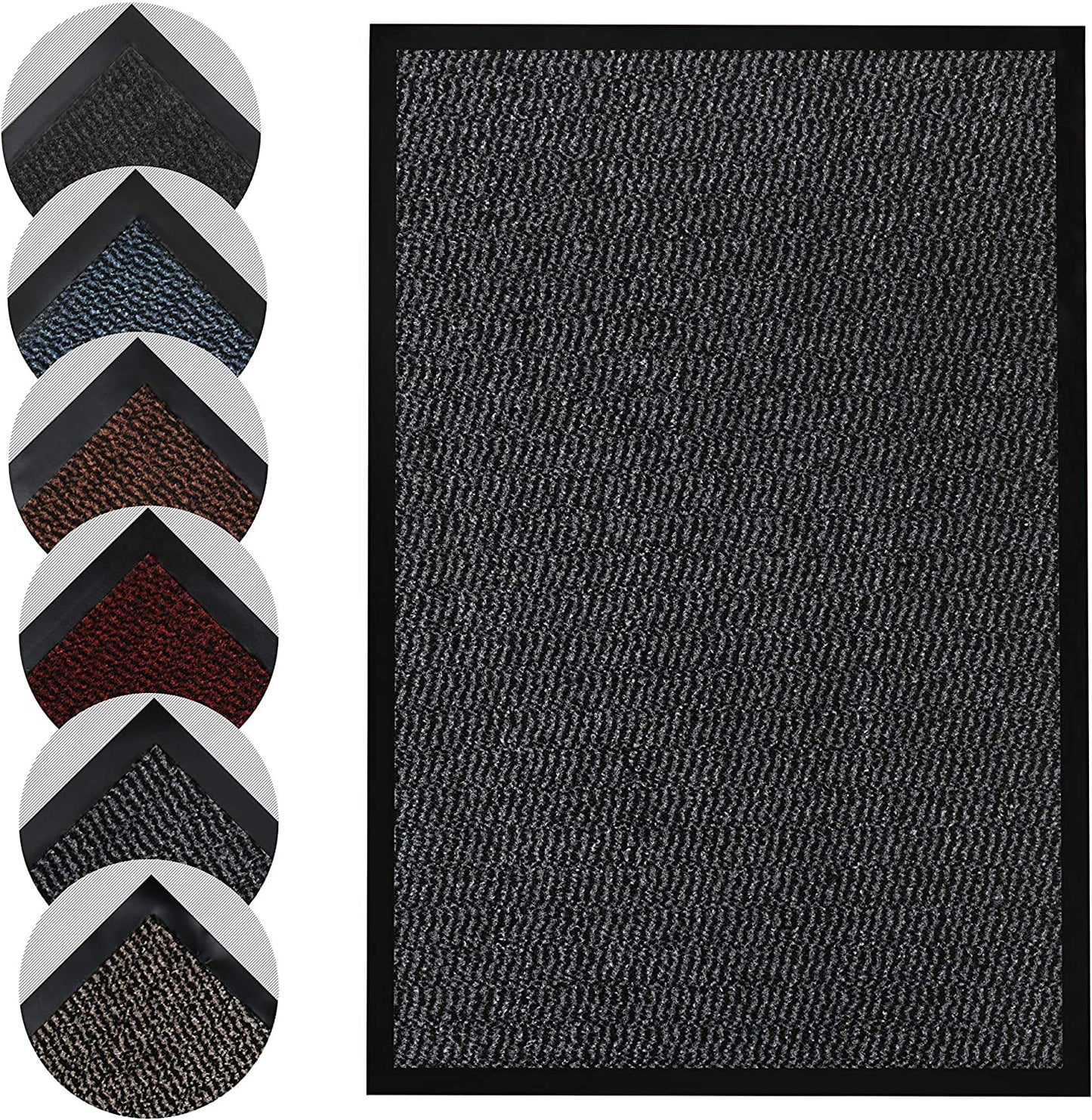 Door Mat for Indoor & Outdoor - Heavy Duty Rubber, Floor and Kitchen Mats - Non-Slip, Washable and Dirt Trapper Doormats Super Absorbent Barrier Mat 40X60Cm, Grey