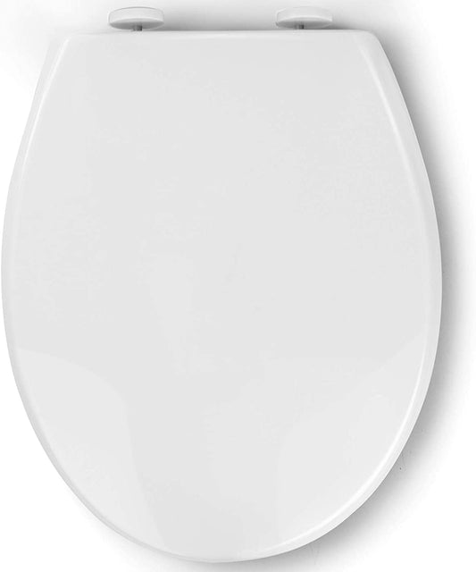 Soft Close Toilet Seat, Toilet Seat with Quick Release for Easy Clean, Simple Top Fixing, Standard Toilet Seats White with Adjustable Hinges, O Shape