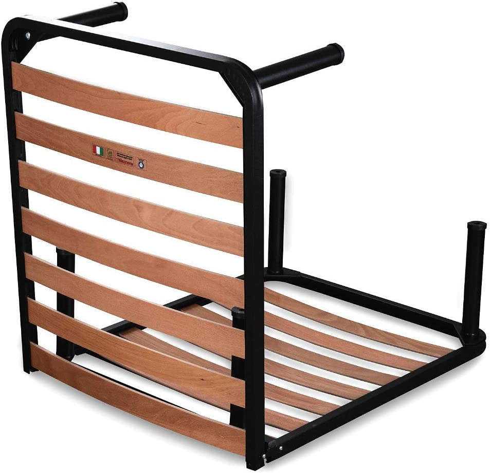 EVERGREENWEB – Folding Bed Frame with Strong Iron Frame and Beech Wood Slats Orthopedic Bed Base FULLY ASSEMBLED + 6 Legs for All Mattresses & Pillows, 100% ITALIAN (90 X 190 Cm, Bed Base)