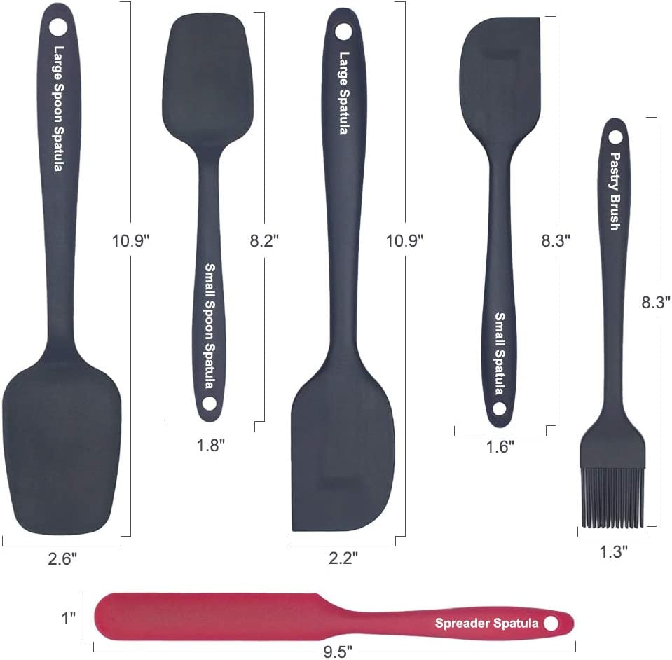 6 PCS Heat-Resistant Silicone Spatula for Cooking, Spatulas Silicone for Baking, Mixing Spoons, Non-Stick Rubber Spatula, Silicone Kitchen Utensils Set, Dishwasher Safe Bakeware