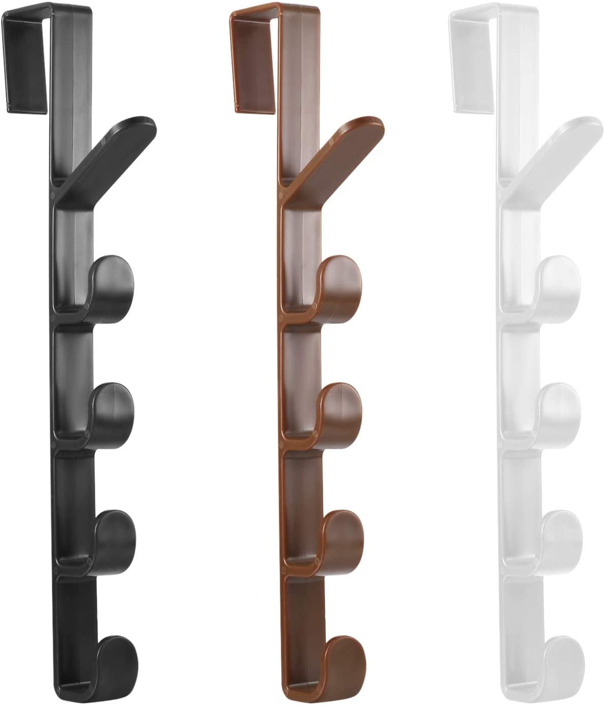 3PCS Vertical Door Hook, Multifunctional Home Storage Hooks, Clothes Bag and Hat Hanger Hooks(White/Black/Brown)