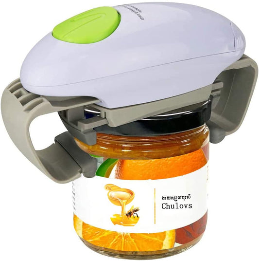 Electric Jar Opener, Kitchen Gadget Strong Tough Automatic Jar Opener for New Sealed Jars,The Hands Free Jar Opener with Less Effort to Open (White)